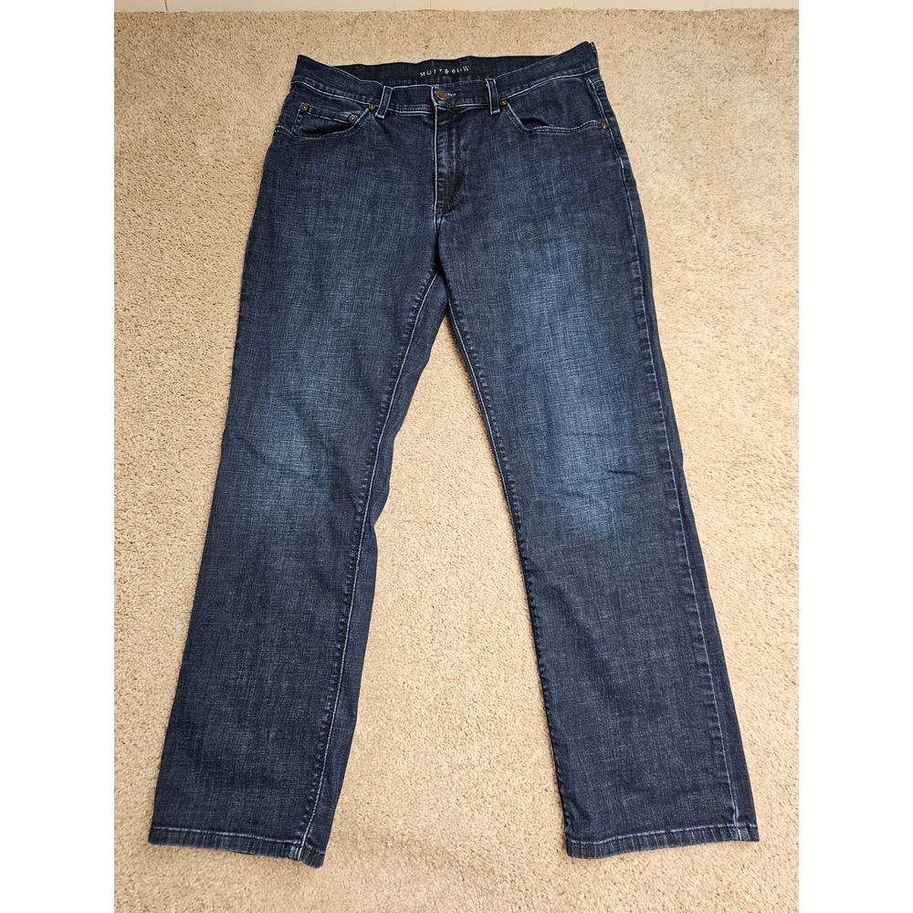 Mott & Bow Mens Straight Leg Jeans Dark Wash Indigo W35 L30 Stretch Denim